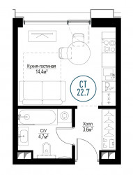 Однокомнатная квартира 22 м²