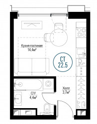 Однокомнатная квартира 22 м²